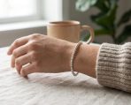 Classic Round Alternating 3-5MM Ball Bead Stretch Bracelet .925 Sterling Silver - Image 3