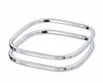 Set of 2 Plain Stackable Smooth Solid Square Bangle Bracelet .925 Sterling Silver
