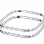 Set of 2 Plain Stackable Smooth Solid Square Bangle Bracelet .925 Sterling Silver