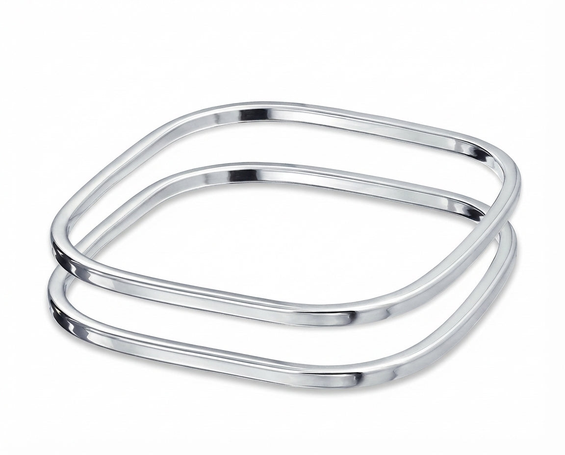 hf_20260305_143438_7fc69c5d-1324-46b4-9e18-441d5cf12198 Set of 2 Plain Stackable Smooth Solid Square Bangle Bracelet .925 Sterling Silver - Image 1
