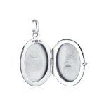Sterling Silver Oval Photo Locket Necklace with Etched Leaf Scroll Design Holds Two Memory Pictures - Image 4