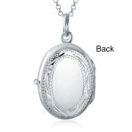 Sterling Silver Oval Photo Locket Necklace with Etched Leaf Scroll Design Holds Two Memory Pictures - Image 6