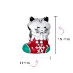 Christmas Charm Bead Kitten Stocking Enamel Sterling Silver for Bracelets - Image 4