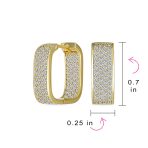 Micro Pave CZ Inside Out Wide Rectangle Huggies Hoop Earrings Gold Hinge Style - Image 5