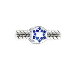 Hanukkah Blue CZ Star of David Charm Bead for European Bracelets - Image 2