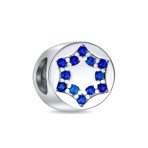 Hanukkah Blue CZ Star of David Charm Bead for European Bracelets
