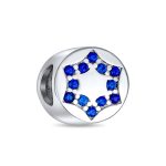 Hanukkah Blue CZ Star of David Charm Bead for European Bracelets