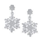Holiday Party CZ Stud Earrings: Large Snowflake Dangle, Sterling Silver Zirconia - Image 2