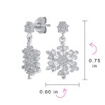 Holiday Party CZ Stud Earrings: Large Snowflake Dangle, Sterling Silver Zirconia - Image 4