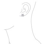 Art Deco Christmas Flower CZ Stud Earrings Snowflake Design - Image 3
