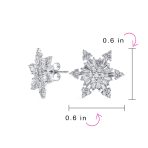 Art Deco Christmas Flower CZ Stud Earrings Snowflake Design - Image 4