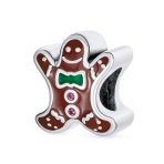 Gingerbread Man Christmas Charm Bead Brown Enamel Sterling Silver for Bracelets - Image 2
