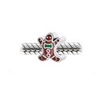 Gingerbread Man Christmas Charm Bead Brown Enamel Sterling Silver for Bracelets - Image 3