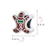 Gingerbread Man Christmas Charm Bead Brown Enamel Sterling Silver for Bracelets - Image 4