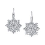 Holiday Party Dangle Chandelier Earrings CZ Snowflake Sterling Silver Leverback - Image 2