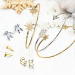 Geometric Spike Triangle Arrow Tiny Stud Earrings Gold Plated Sterling Silver - Image 4