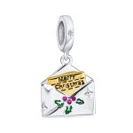 Initial Alphabet Bead Charm Holiday Green Mistletoe Red Berry Sterling Silver