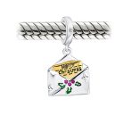 Initial Alphabet Bead Charm Holiday Green Mistletoe Red Berry Sterling Silver - Image 3