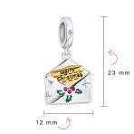 Initial Alphabet Bead Charm Holiday Green Mistletoe Red Berry Sterling Silver - Image 4