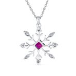 Holiday Party Jewelry Set Pink Rose CZ Snowflake Necklace & Earrings Silver - Image 3