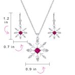Holiday Party Jewelry Set Pink Rose CZ Snowflake Necklace & Earrings Silver - Image 6