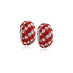 Set of Two Striped Crystal Spacer Bead Sterling Silver Fits European Bracelet - Image 4