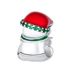 Whimsical Green Scarf Red Hat Teddy Bear Charm Bead .925 Sterling Silver - Image 2