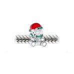 Whimsical Green Scarf Red Hat Teddy Bear Charm Bead .925 Sterling Silver - Image 3