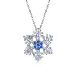Holiday Party Snowflake Pendant Necklace & Earrings Set Blue CZ Sterling Silver - Image 4