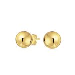 Timeless Classic Round Yellow 14K Gold Bead Ball Stud Earrings 6MM