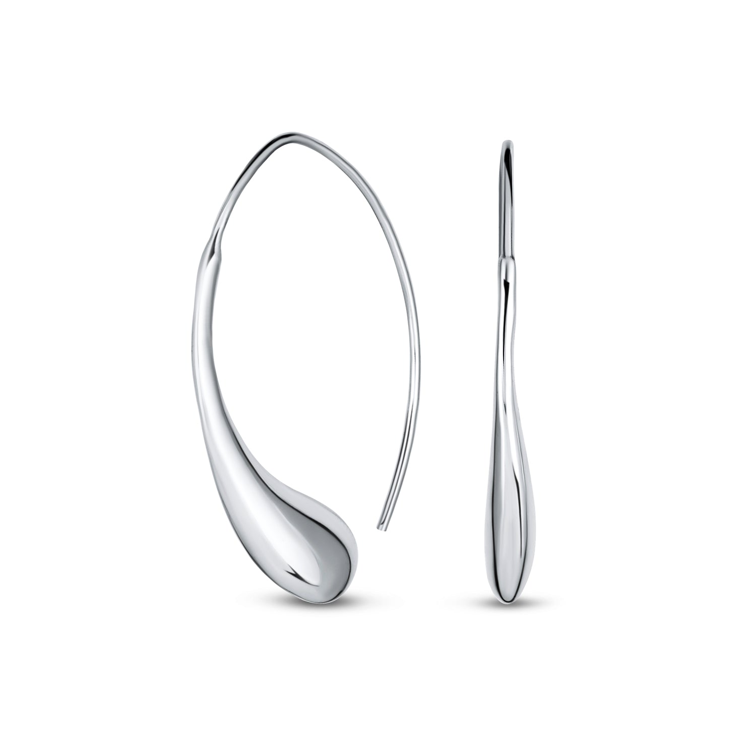 hook-earrings-silver-small_se0391-sm-az_20_1 Minimalist Dangle Earrings Polished Teardrop Threader in Sterling Silver - Image 1