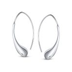 Minimalist Dangle Earrings Polished Teardrop Threader in Sterling Silver - Image 3