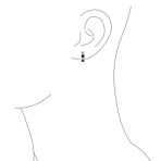 Small Square Black White CZ Hoop Earrings Princess Cut Sterling Silver Men - Image 3