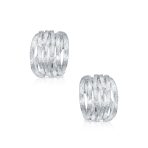 Fashion Open Criss Cross Basket Weave Wide Half Hoop Clip On Earrings For Non Pierced Ears Matte Gold Plated - Image 3