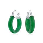 Italian Horn Pendant & Green Jade Hoop Earrings Jewelry Set Sterling Silver - Image 5