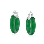 Italian Horn Pendant & Green Jade Hoop Earrings Jewelry Set Sterling Silver - Image 6