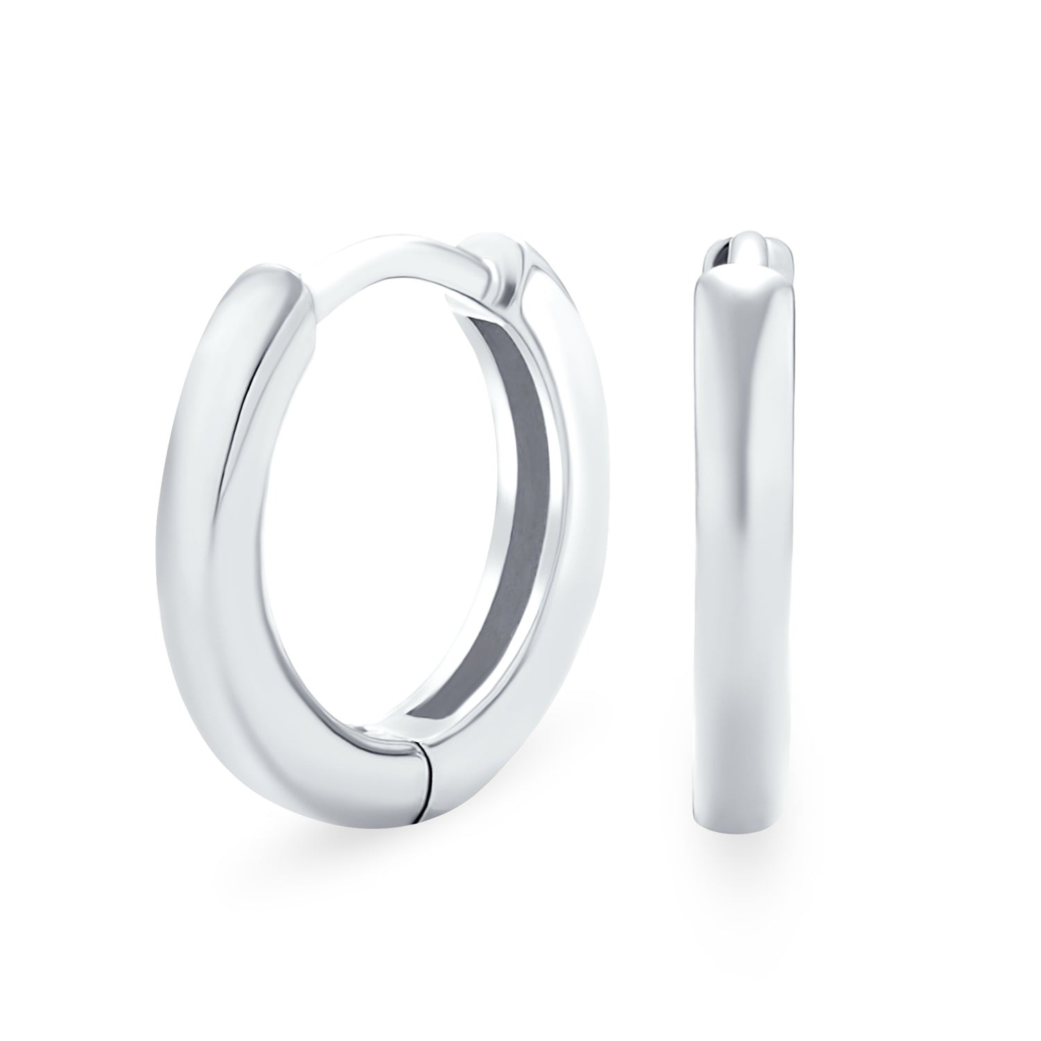 hoop-huggie-silver-earring-si-ec460187-az-01 Basic Thin Hoop Huggie Earrings for Men Rose Gold Plated - Image 1