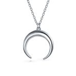Trendy Horn Half Protection Symbol Pendant Necklace .925 Sterling Silver
