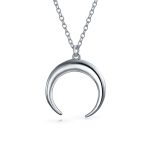 Trendy Horn Half Protection Symbol Pendant Necklace .925 Sterling Silver