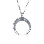 Trendy Horn Half Protection Symbol Pendant Necklace .925 Sterling Silver - Image 2
