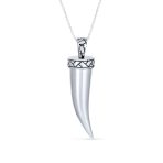 Italian Horn Pendant Necklace Sterling Silver with Chain Protection Amulet