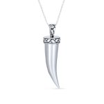 Italian Horn Pendant Necklace Sterling Silver with Chain Protection Amulet