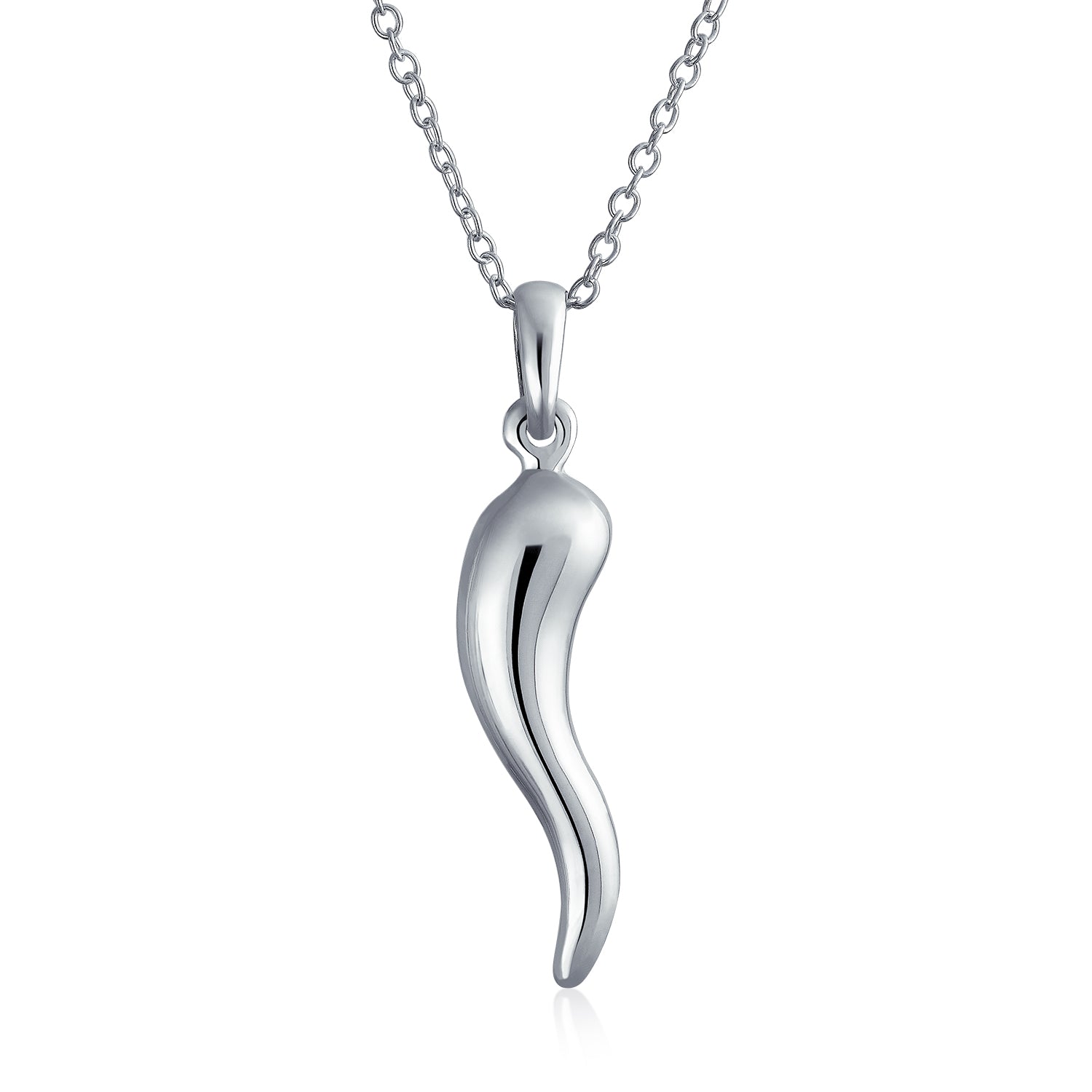 horn-silver-pendant-tooth-amulet_pk-375net_1 Protection Amulet Italian Horn Pendant Necklace For Women .925 Sterling Silver - Image 1