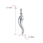 Protection Amulet Italian Horn Pendant Necklace For Women .925 Sterling Silver - Image 3