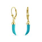 Italian Cornicello Chili Pepper Dangle Gemstone Earrings Gold Plated Silver
