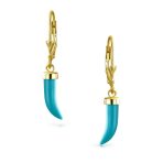 Italian Cornicello Chili Pepper Dangle Gemstone Earrings Gold Plated Silver - Image 2