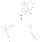 Italian Cornicello Chili Pepper Dangle Gemstone Earrings Gold Plated Silver - Image 3