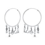 Blue Ribbon Horse Hoop Huggie Earrings Horseshoe Charms