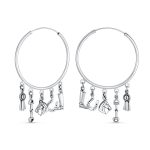 Blue Ribbon Horse Hoop Huggie Earrings Horseshoe Charms
