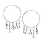 Blue Ribbon Horse Hoop Huggie Earrings Horseshoe Charms - Image 2